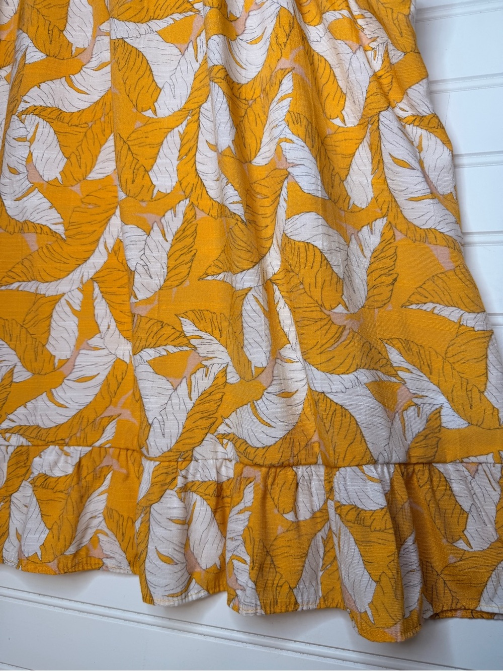 Nine West Mustard Yellow Tropical Leaf Print Halter Top Sz XL - Picture 7 of 7